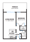 One Bedroom Floor Plan One Bedroom Floor Plan with 600 Sq. Ft. at The Morgan, Lafayette, CA
